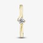 1888 Collection 18ct Yellow Gold Certificated 0.25ct Round Cut Diamond Twist Solitaire Ring RI-137(.25CT PLUS)
