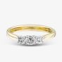 1888 Collection 18ct Yellow Gold 0.60ct Certificated Round Cut Diamond Three Stone Ring R3-145(.57CT PLUS)