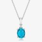 Tivon 18ct White Gold Oval Cut Blue Topaz Pendant Necklace PW-0997-BT