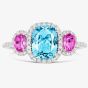 Tivon 18ct White Gold Diamond & Cushion Cut Aquamarine & Sapphire Ring RW-0433-AQPS
