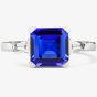 Tivon 18ct White Gold Baguette Cut Diamond & 3.37ct Asscher Cut Tanzanite Ring RW-1517-TZ