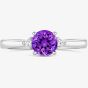 Tivon 18ct White Gold Brilliant Cut 0.40ct Amethyst Three Stone Ring RW-1638-AM