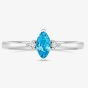 Tivon 18ct White Gold Marquise Cut 0.40ct Blue Topaz Three Stone Ring RW-1642-BT