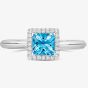 Tivon 18ct White Gold Princess Cut 0.75ct Blue Topaz Ring RW-1653-BT