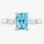 Tivon 18ct White Gold Baguette Cut Diamond & 1.86ct Cushion Cut Aquamarine Ring RW-1769-SAQ