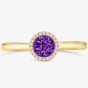 Tivon 18ct Yellow Gold & Brilliant Cut Amethyst Diamond Halo Ring RY-1637-AM