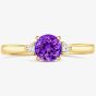 Tivon 18ct Yellow Gold Briliant Cut 0.40ct Amethyst Three Stone Ring RY-1638-AM