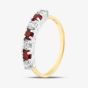 Silver Gold Plated Brilliant Cut Red & White Cubic Zirconia Half Eternity Ring S2217Y