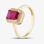 9ct Yellow Gold Emerald Cut Red Cubic Zirconia Cluster Ring RBE047R