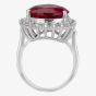 Sterling Silver Large Red Pear Shaped Cubic Zirconia Dress Ring OJR0081-CR 