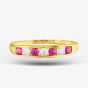 9ct Yellow Gold Red & Clear Cubic Zirconia Half Eternity Ring PR02470RU