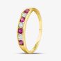 9ct Yellow Gold Red & Clear Cubic Zirconia Half Eternity Ring PR02470RU