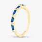 Silver Gold Plated Blue Baguette & Brilliant Cut Cubic Zirconia Half Eternity Ring S2207Y