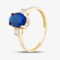 9ct Yellow Gold Oval Cut Blue Cubic Zirconia Three Stone Ring RBE045B