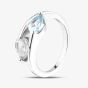 Rhodium Plated Sterling Silver Blue & White Topaz Crossover Ring 8.86.0059