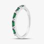Sterling Silver Green & White Cubic Zirconia Half Eternity Ring S2208