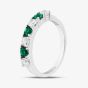 Sterling Silver Brilliant Cut Green & White Cubic Zirconia Half Eternity Ring S2216
