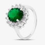 Sterling Silver Oval & Brilliant Cut Green Cubic Zirconia Halo Ring S2160