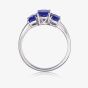 9ct White Gold Cushion Cut Tanzanite Three Stone Ring DOM335