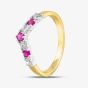 9ct Yellow Gold Red & Clear Crystal Wishbone Ring DIV003R