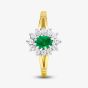 9ct Yellow Gold Green & Clear Crystal Cluster Ring DIV006G