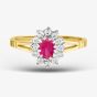 9ct Yellow Gold Red & Clear Crystal Cluster Ring DIV006R
