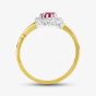 9ct Yellow Gold Red & Clear Crystal Cluster Ring DIV006R