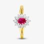 9ct Yellow Gold Red & Clear Crystal Cluster Ring DIV006R