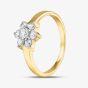 9ct Yellow Gold Clear Crystal Flower Cluster Ring DIV081