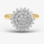 9ct Yellow Gold Clear Crystal Cluster Ring DIV107Y