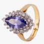9ct Yellow Gold Marquise Tanzanite Blue Cubic Zirconia Ring 3014/TANCZ