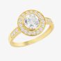 LUXE Silver Gold Plated Cubic Zirconia Shoulder Set Halo Ring 8.98.0260