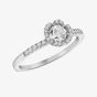 Silver Cubic Zirconia Flower Shoulder Set Ring 8.84.0801