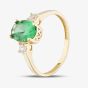 9ct Yellow Gold Oval Cut Green Cubic Zirconia Three Stone Ring RBE054G