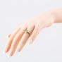 9ct Yellow Gold Oval Cut Green Cubic Zirconia Three Stone Ring RBE054G
