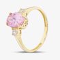 9ct Yellow Gold Oval Cut Pink Cubic Zirconia Three Stone Ring RBE045PNK