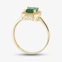 9ct Yellow Gold Green Emerald Cut Cubic Zirconia Halo Ring RBE047G