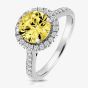 Sterling Silver Round Yellow Cubic Zirconia Halo Ring SRG0010YZ