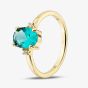 Yellow Gold Plated Sterling Silver Teal Cubic Zirconia Shoulder Set Solitaire Ring AR8233Z-TMNN-A75/G