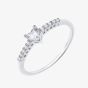 Sterling Silver Heart Cut Cubic Zirconia Shoulder Set Solitaire Ring S2112