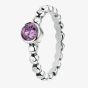 Silver Purple Cubic Zirconia Round Ball Ring R3457M