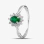 9ct White Gold Oval Cut Emerald & Cubic Zirconia Halo Ring D152306WG