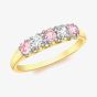 9ct Yellow Gold 5-Stone Pink and White Crystal Ring 1.84.6561