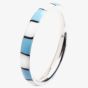 Silver Blue and White striped Band Ring RI-560