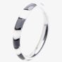 Silver Black and White Striped Band Ring RI-559