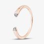 Rose Gold Tone Plated Sterling Silver Cubic Zirconia Heart Open Ring 05S2AVR518610