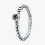 Silver And Cubic Zirconia Oxidised Purple Twist Ring R3443M