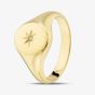 Silver Gold Plated Cubic Zirconia Oval Signet Ring S2050Y