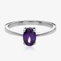 Silver February Oval 'Amethyst Purple' Cubic Zirconia Ring OJS0018R-CZ-AM