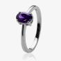 Silver February Oval 'Amethyst Purple' Cubic Zirconia Ring OJS0018R-CZ-AM